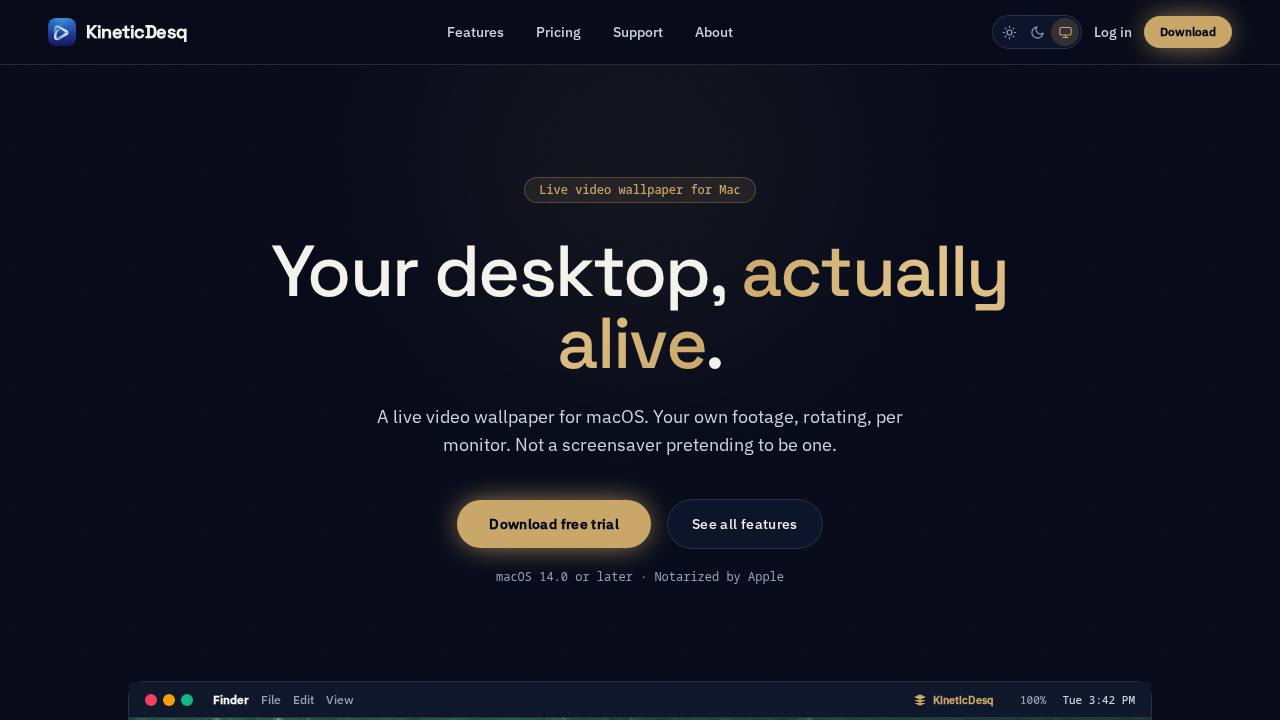 Kinetic Desq website